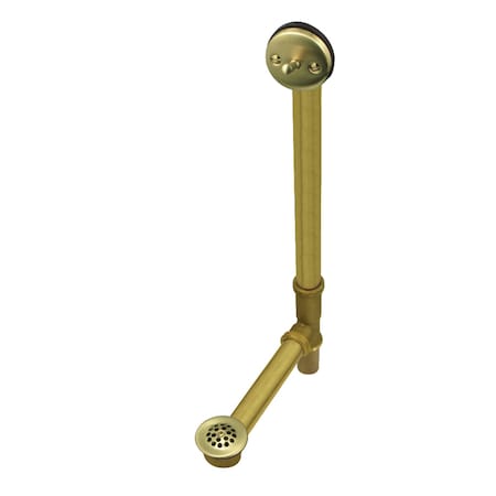 Kingston Brass DTL1187 18-Inch Trip Lever Waste and Overflow with Grid, Brushed Brass DTL1187